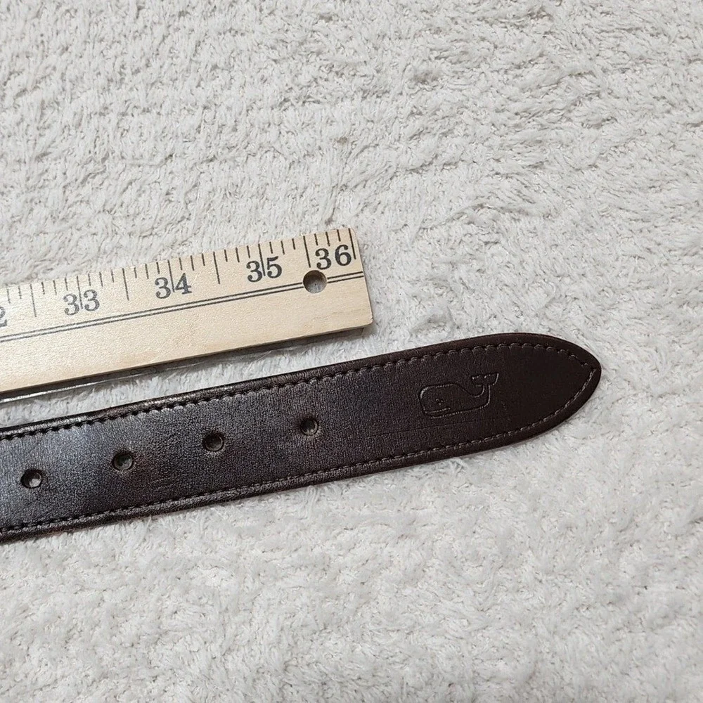 Vineyard Vines Belt Mens 32 Multicolor Plaid Canvas Leather Trim USA‎ Preppy